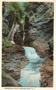 Vintage Postcard Minnehaha Falls Watkins Glen New York NY C. T. American Art