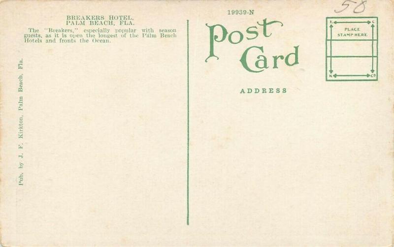 FL, Palm Beach, Florida, Breakers Hotel, J.F. Kirkton No. 19939-N