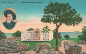 Vintage Postcard Grave of Buffalo Bill Lookout Mountain Colorado Elmer C. Clark