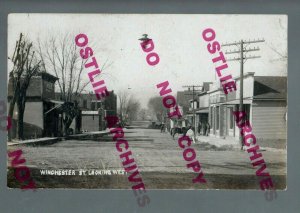 Winchester KANSAS RPPC c1910 MAIN STREET nr Leavenworth Topeka Lawrence Easton