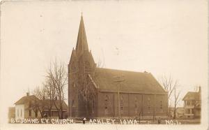 Ackley Iowa~St John's Evangelical Church~Houses Next Door~1911 Real Photo PC