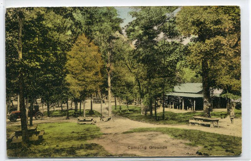 Camping Grounds Endless Caverns New Market Virginia hand colored postcard