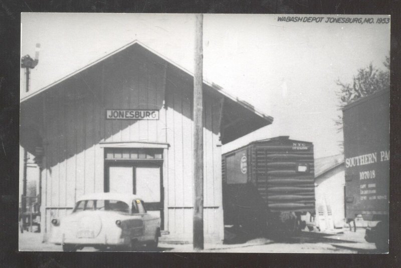 RPPC JONESBURG MISSOURI WABASH RAILROAD DEPOT STATION REAL PHOTO POSTCARD