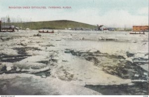 FAIRBANKS, Alaska, 1900-10s; Navigation Under Difficulties, people in rowboat