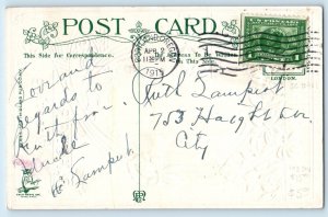 1915 Easter Greeting Flowers Embossed Portland Oregon OR Antique Postcard