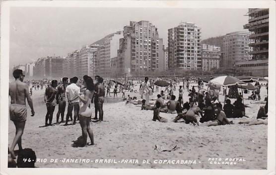 Brazil Rio De Janeiro Beach Scene Praia De Copacabana Real Photo