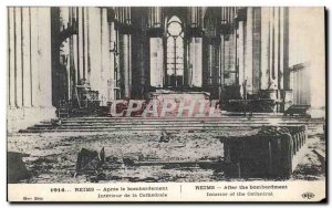 Old Postcard Reims After the bombing of the cathedral Interior