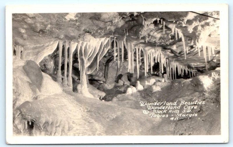 RPPC BLACK HILLS, South Dakota SD ~ WONDERLAND CAVE 1930s-40s Tobias Postcard