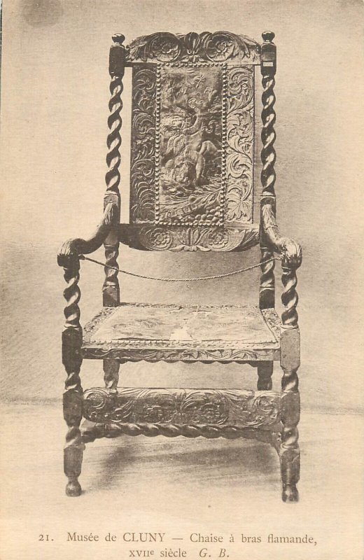 Flemish arm chair Cluny museum fine art postcard