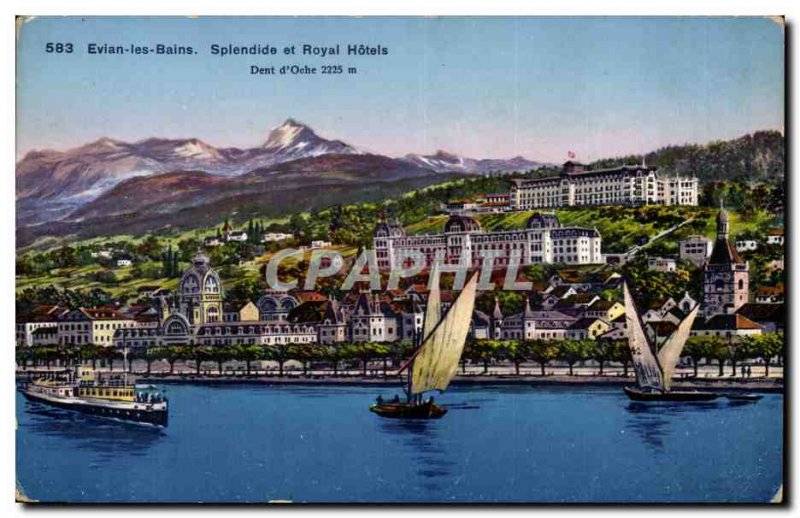 Evian les Bians Postcard splendid Ancient and Royal Hotels