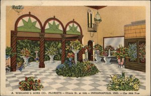 Indianapolis IN Wiegand's Sons Co Florist Shop LINEN Postcard