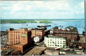 Aerial View Downtown Norfolk VA Naval Hospital, Portsmouth Vintage Postcard C57