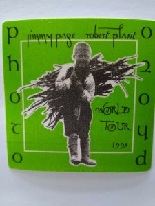 Jimmy Page Robert Plant Backstage Pass Led Zeppelin 1995 Hard Rock Music Green