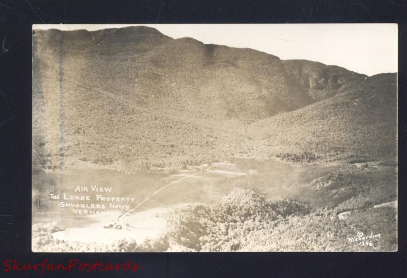 RPPC SMUGGLERS NOTCH VERMONT LODGE PROPERTY AERIAL VIEW REAL PHOTO POSTCARD