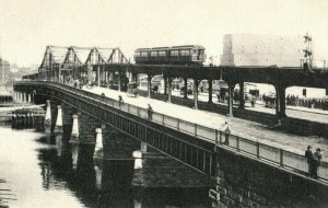 Circa 1900-05 Trolly Train on Charlestown Bridge Boston, MA Vintage Postcard P16