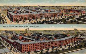 Detroit MI Studebaker Seven Plants Automobile Factory Postcard