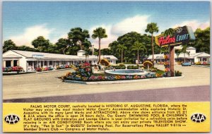 Palms Motor Court St. Augustine Florida AAA Swimming Pool Vintage Postcard