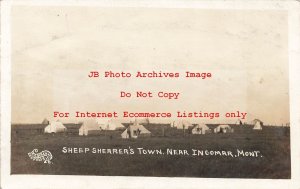 MT, Ingomar, Montana, RPPC, Sheep Shearer's Town Tents, CC Slack