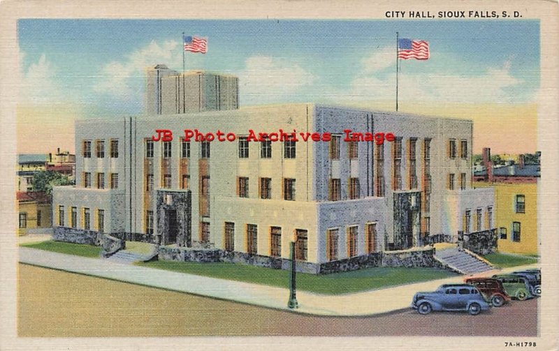 4 Linen Postcards, Sioux Falls, South Dakota, Various Scenes