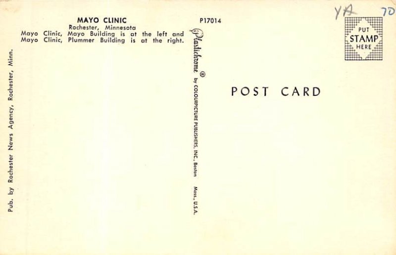 Mayo Clinic Mayo Clinic  - Rochester, Minnesota MN Postcard