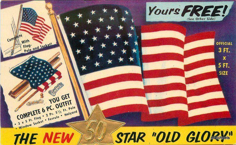 Brown Gravenson C-1959 Patriotic Flag Old Glory postcard 9259