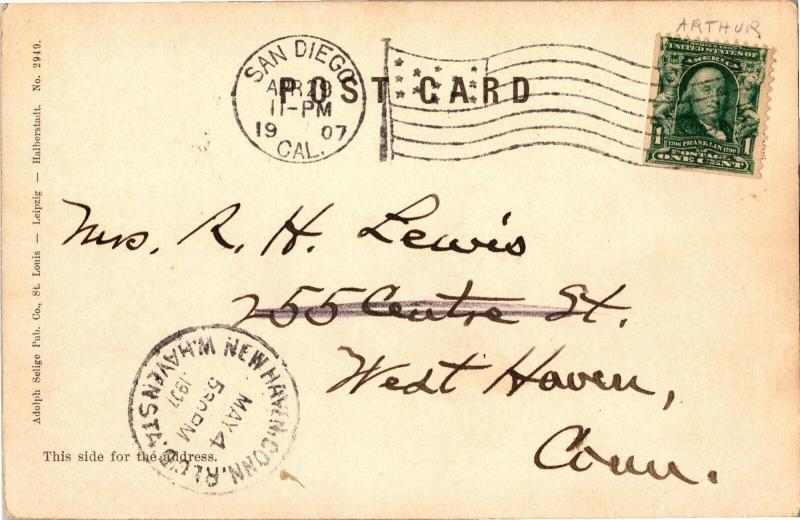 Carnegie Library, San Diego CA c1907 Vintage Postcard Q32