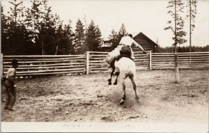 Broncho Riding Bucking Horse Calgary Alberta AB Cowboy Real Photo Postcard G43