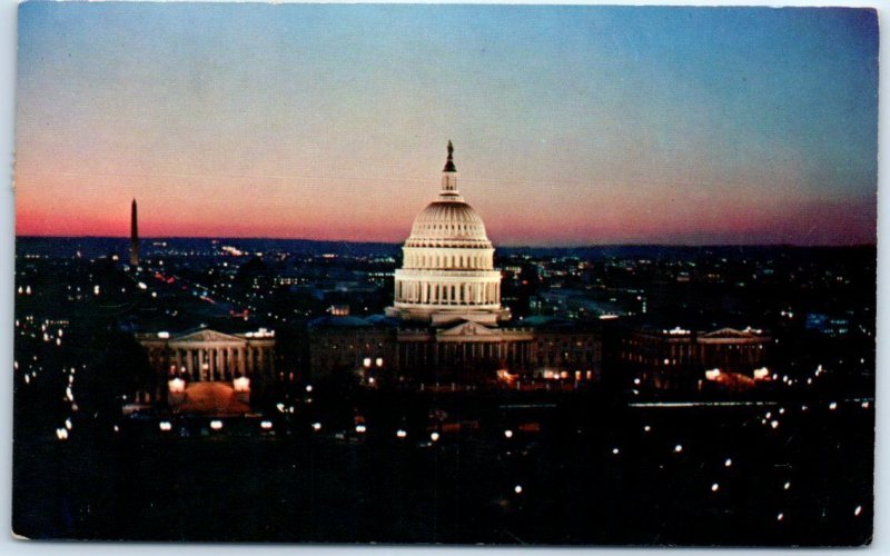 M-44431 US Capitol Washington Monument Night Time Washington District of Columba
