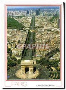 Modern Postcard Paris Arc de Triomphe Aerial Perspective to Defense