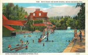 Bath House Swimming Pool Hotel Colorado 1920s Glenwood Springs Postcard 13488