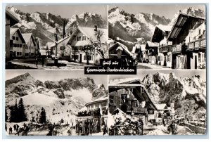 c1940s Greetings Garmisch-Partenkirchen Germany Multiview RPPC Photo Postcard