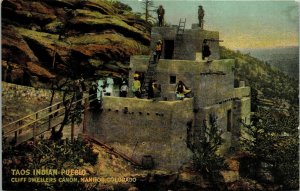 Postcard CO Manitou Taos Indian Pueblo Cliff Dwellers Native Americana C.1910 L4