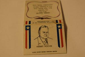 Presidents of the United States Herbert Hoover 1874-1964 Matchbook Cover