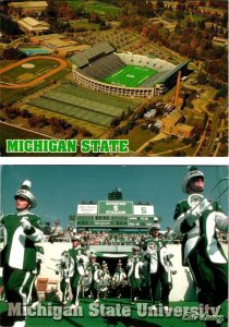 2~4X6 Postcards MI, East Lansing MICHIGAN STATE UNIVERISTY Spartan Football~Band