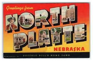 Large Letter Linen ~ NORTH PLATTE, NE Nebraska 1946 Lincoln County Postcard