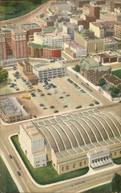 Syracuse NY Madison-Warren Garage Old Linen Postcard