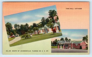 JACKSONVILLE, FL ~ TARA-HALL COTTAGES -GAS Pumps 1948 Roadside  Linen Postcard