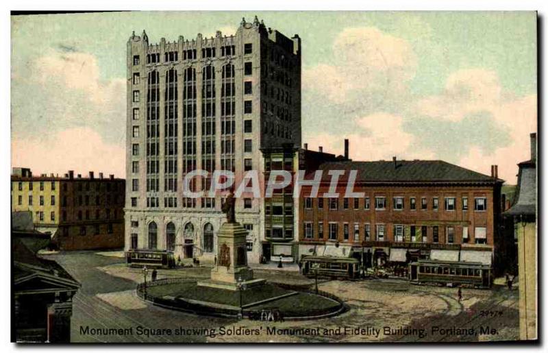 Postcard Ancient Monument Square Showing Soldier Monument & # 39s And Fidelit...