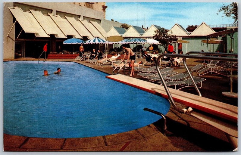 Vtg Fresno California CA Hotel Californian Swimming Pool View 1960s Postcard