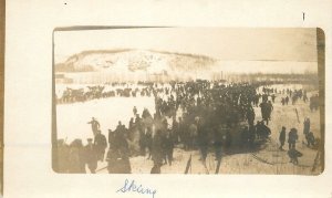 Postcard C-1910  RPPC Photo Hurley Wisconsin Winter skiing 22-12113