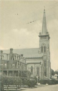 Wallingford CT Holy Trinity RC Church & Rectory 1941 Postcard to Edith Ellison