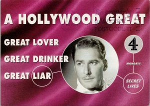 Errol Flynn Actor Hollywood Great Lover Drinker Liar Postcard C6 