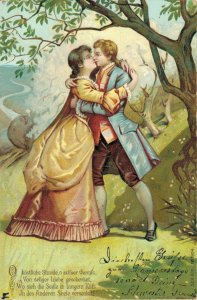 Romantic Couple In Love Kissing Vintage Postcard 08.35