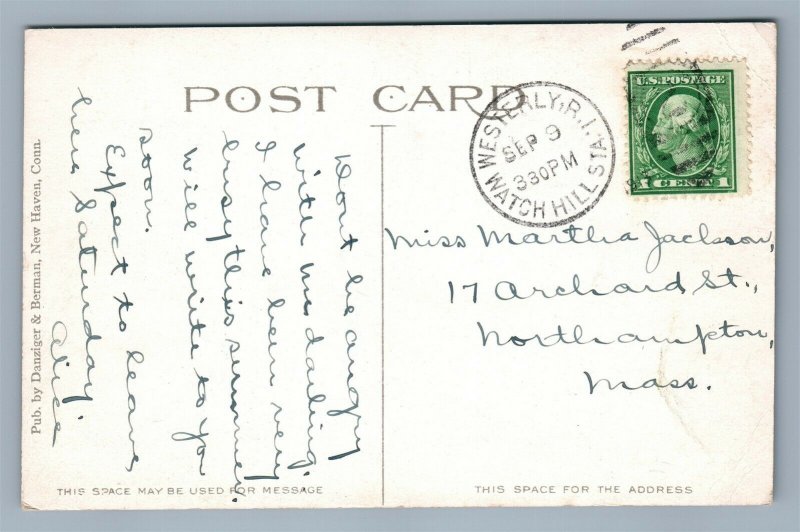 WATCH HILL RI VIEW FROM WESTERLY ROAD ANTIQUE POSTCARD