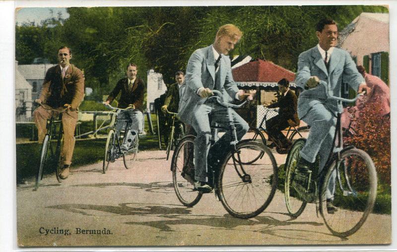 Cycling Men Cyclists Bicycle Bermuda 1932 postcard