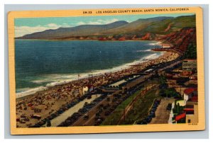 Vintage 1953 Postcard Aerial of Los Angeles County Beach Santa Monica California