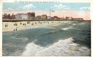 Vintage Postcard 1943 Along the Shore Beach Front of Ocean Grove New Jersey NJ