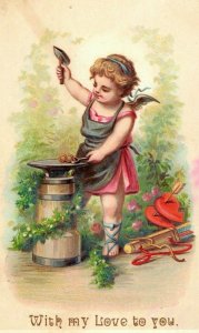 1880's Lovely Cupid Valentine Victorian Trade Card F95