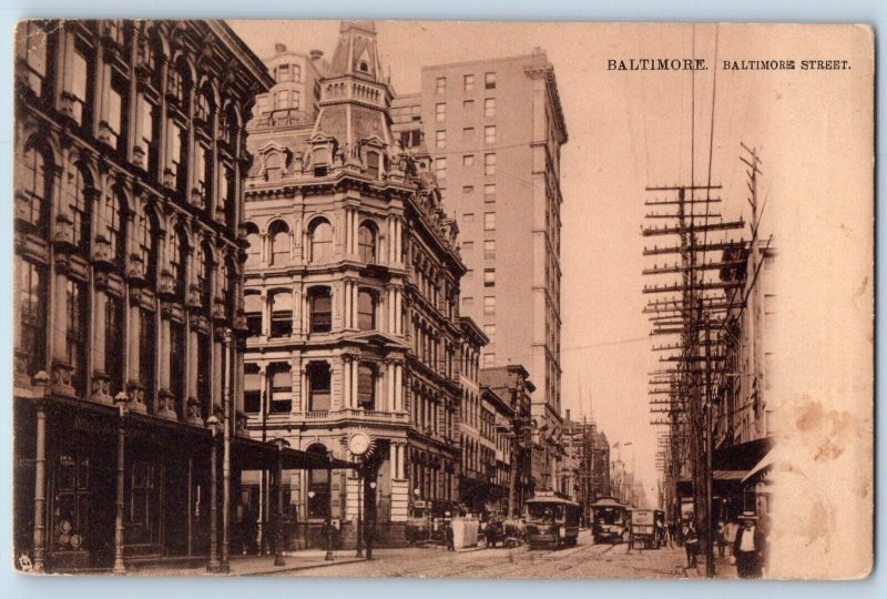 Baltimore Maryland Postcard Exterior Building Streetcar c1905 Raphael Tuck Sons