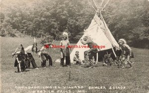 Native American Iroquois Indians, RPPC, Onondaga Village, Hoosick Falls New York